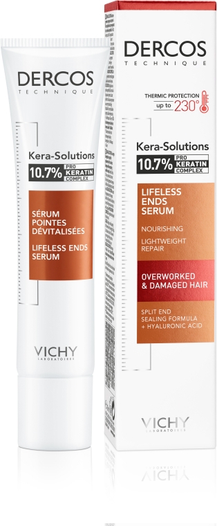 Питательная сыворотка для реконструкции поверхности поврежденных ослабленных волос - Vichy Dercos Kera-Solutions Lifeless Ends Serum — фото N2