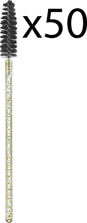 Одноразовые щеточки для ресниц и бровей, прозрачно-желтые, черная щетина - Lewer — фото N1