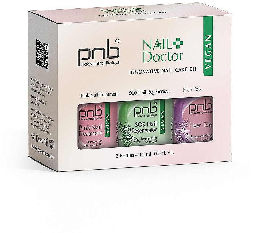Набір - PNB Nail Doctor Set (nail/top/15ml+treatment/15ml+regenerator/15ml) — фото N1