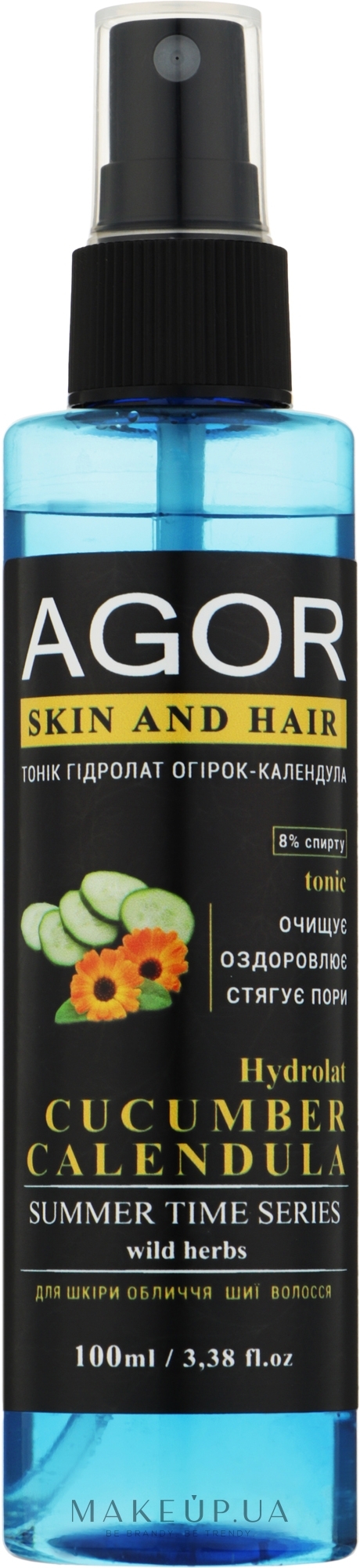 Тонік "Гідролат огірок-календула" - Agor Summer Time Skin And Hair Tonic — фото 100ml