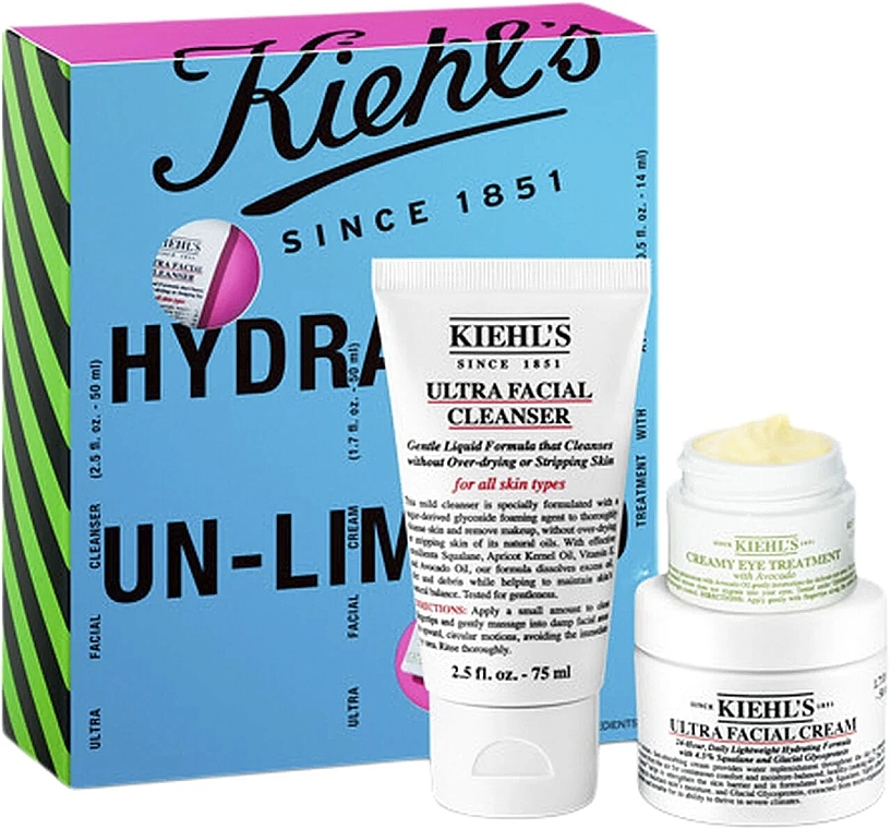 Набор - Kiehl's Hydration Routine Set (f/gel/75ml + f/cr/50ml + eye/cr/14ml) — фото N1