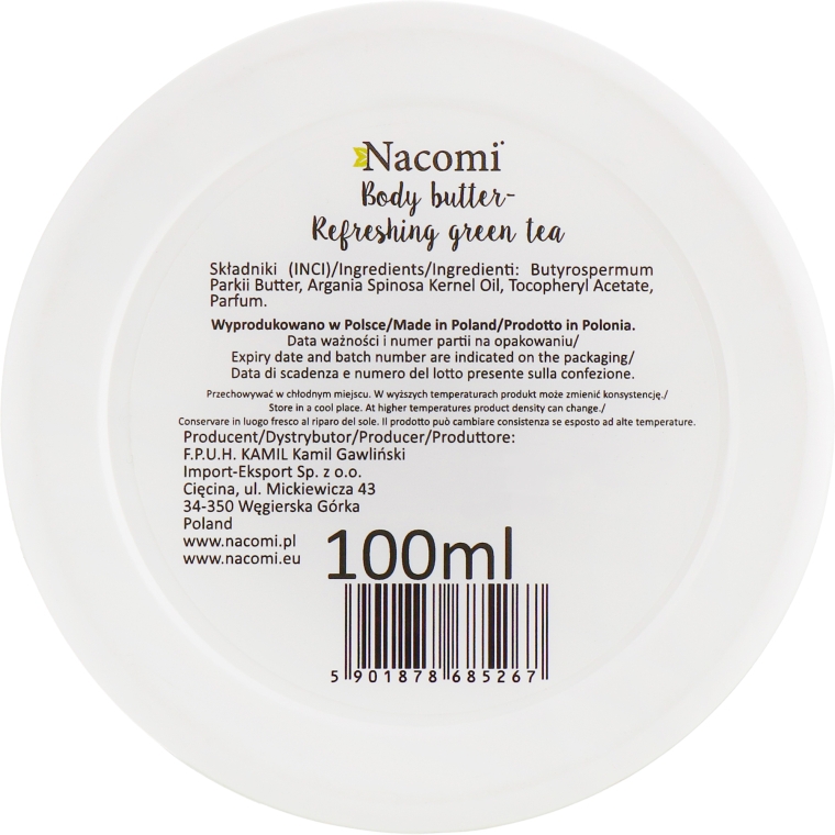 Масло для тіла, з авокадо і зеленим чаєм  - Nacomi Body Butter Refreshing Green Tea — фото N3