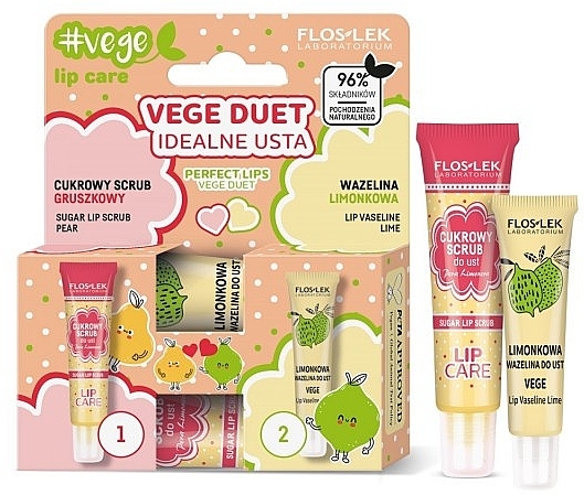 Набір для губ - Floslek Lip Care Vege Duet (scrb/14g + wazelin/10g) — фото N1