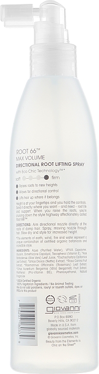 Спрей для максимального об'єму - Giovanni Root 66 Max Volume Directional Root Lifting Spray — фото N2