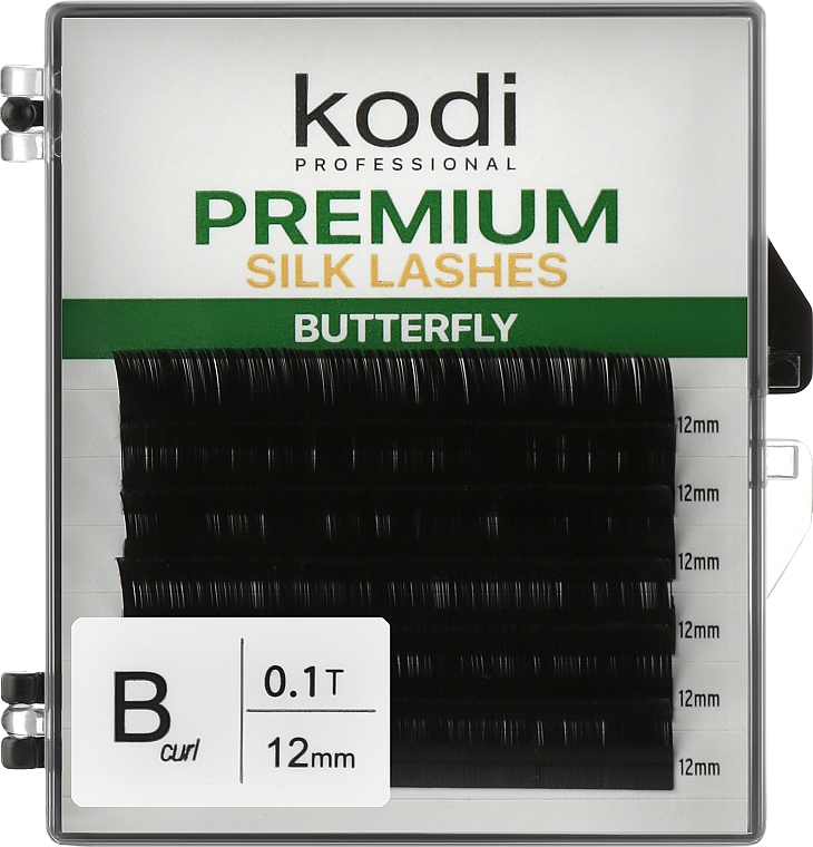 Накладні вії Butterfly Green B 0.10 (6 рядів: 12 мм) - Kodi Professional — фото N1