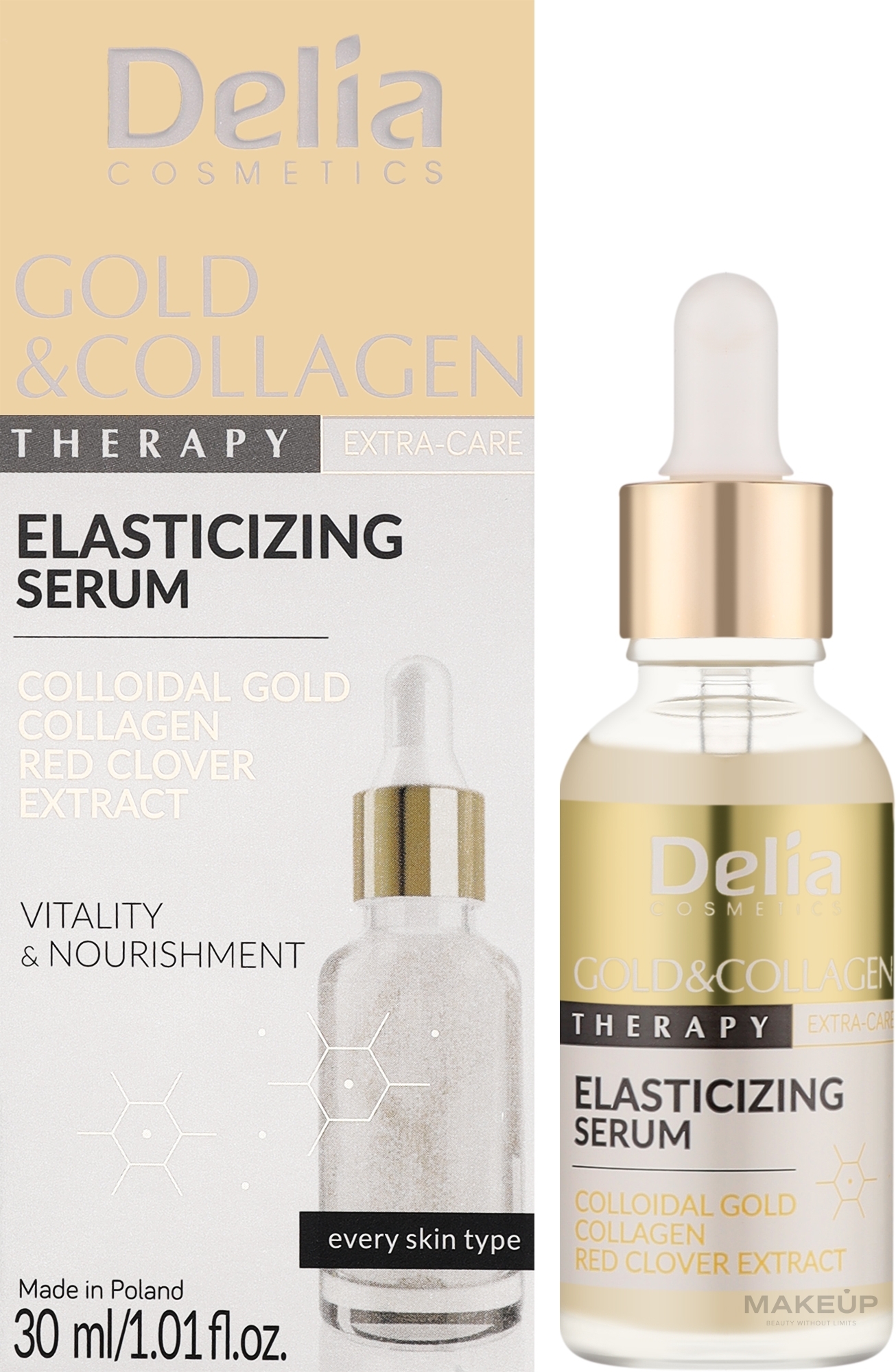 Сироватка для обличчя із золотом і колагеном - Delia Gold & Collagen Therapy Elasticizing Serum — фото 30ml