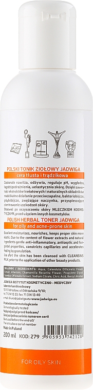 Тонік для жирної та проблемної шкіри - Jadwiga Herbal Toner For Oily Skin — фото N2
