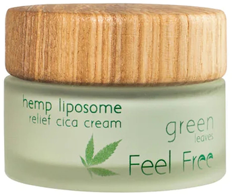 Крем для обличчя для жирної шкіри - Feel Free Green Leaves Hemp Liposome Relief Cica Cream 