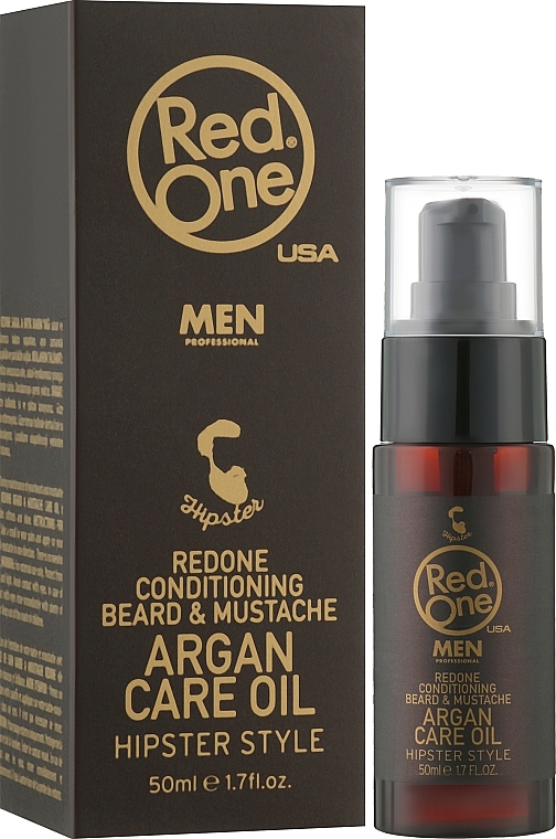 Кератинова олія для бороди та вусів - RedOne Argan Cair Oil Hipster Style — фото N2