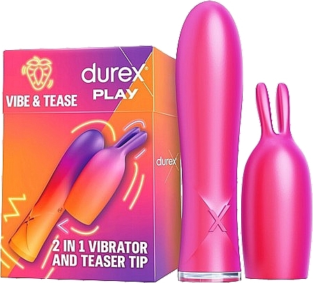 Вибратор 2 в 1 со стимулирующим наконечником - Durex Play Ride & Tease 2 In 1 Vibrator And Teaser Tip Excite Me  — фото N1