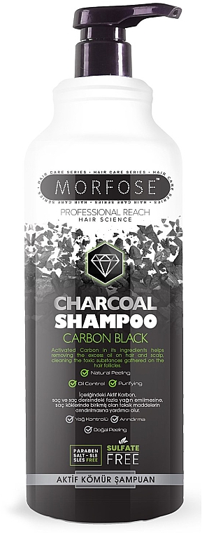 Шампунь c древесным углем для волос с проседью и полностью седых волос - Morfose Charcoal Carbon Shampoo  — фото N1
