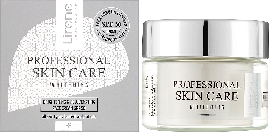 Отбеливающий дневной крем SPF50 для лица - Lirene Whitening Cream — фото N2