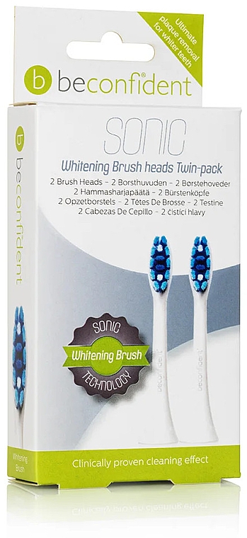 Сменные насадки для электрических зубных щеток, белые, 2 шт - Beconfident Sonic Whitening Brush Heads White 2 Units — фото N1