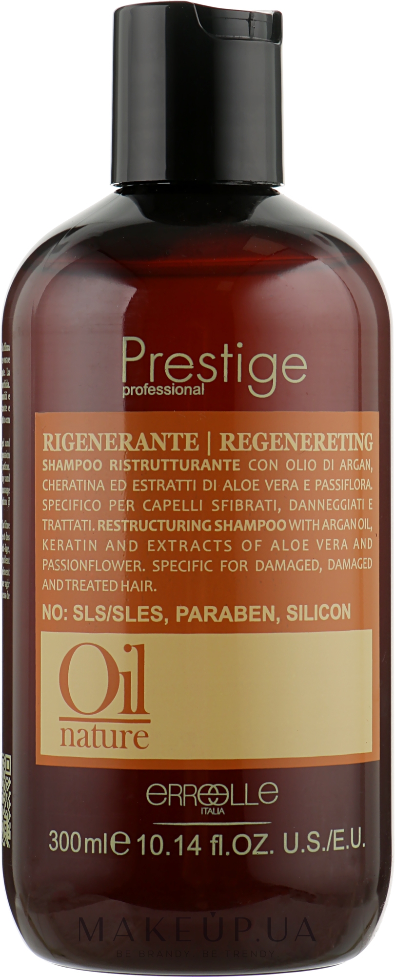 Відновлювальний шампунь з аргановою олією й кератином - Erreelle Italia Prestige Oil Nature Regenereting Shampoo — фото 300ml