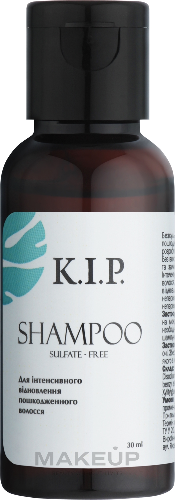 Безсульфатний шампунь для інтенсивного відновлення пошкодженого волосся - K.I.P. Shampoo (пробник) — фото 30ml