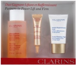 Духи, Парфюмерия, косметика РАСПРОДАЖА Набор - Clarins Partners-in-Power Lift and Firm (demaq/100ml + ser/10ml + cr/15ml)