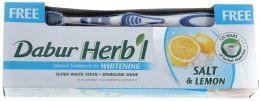 Духи, Парфюмерия, косметика Набор "Salt & Lemon", синий - Dabur Herb`l (toothbrush/1шт + toothpaste/150g)
