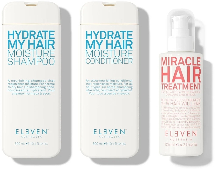 Набор - Eleven Australia Hydrate Holiday Trio (shm/300ml + cond/300ml + h/spray/125ml + bag) — фото N2