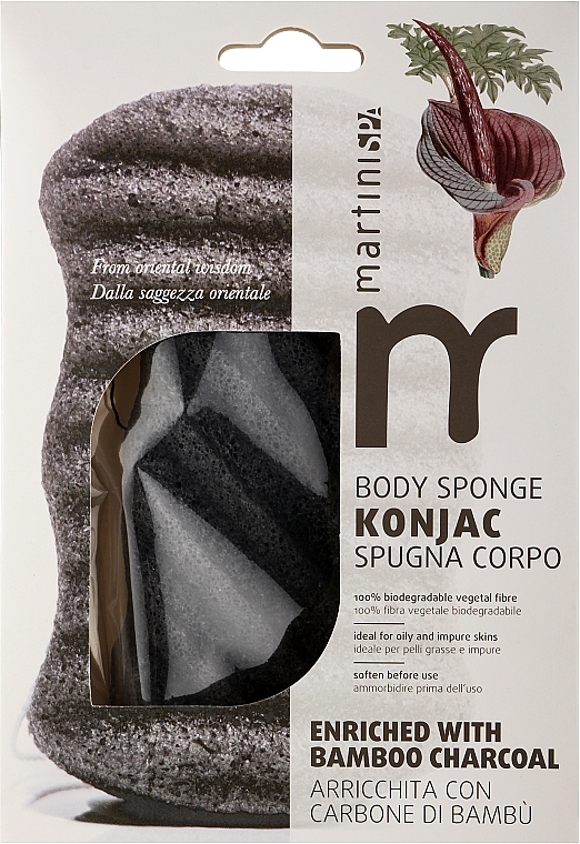 Спонж конняку для тіла, чорний - Martini SPA Konjac Body Sponge — фото N1