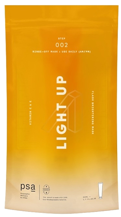 Маска освітлююча для обличчя з вітамінами C і E - PSA Light Up Vitamin C & E Flash Brightening Mask — фото N2