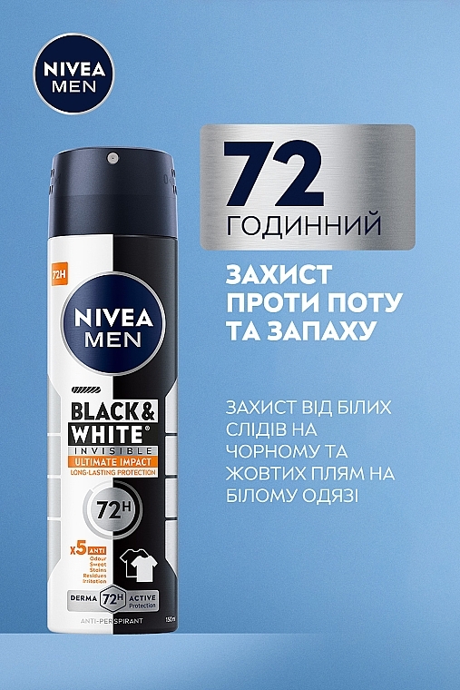 Антиперспирант "Черное и Белое невидимый" - NIVEA MEN Black & White Invisible Ultimate Impact Anti-Perspirant — фото N4