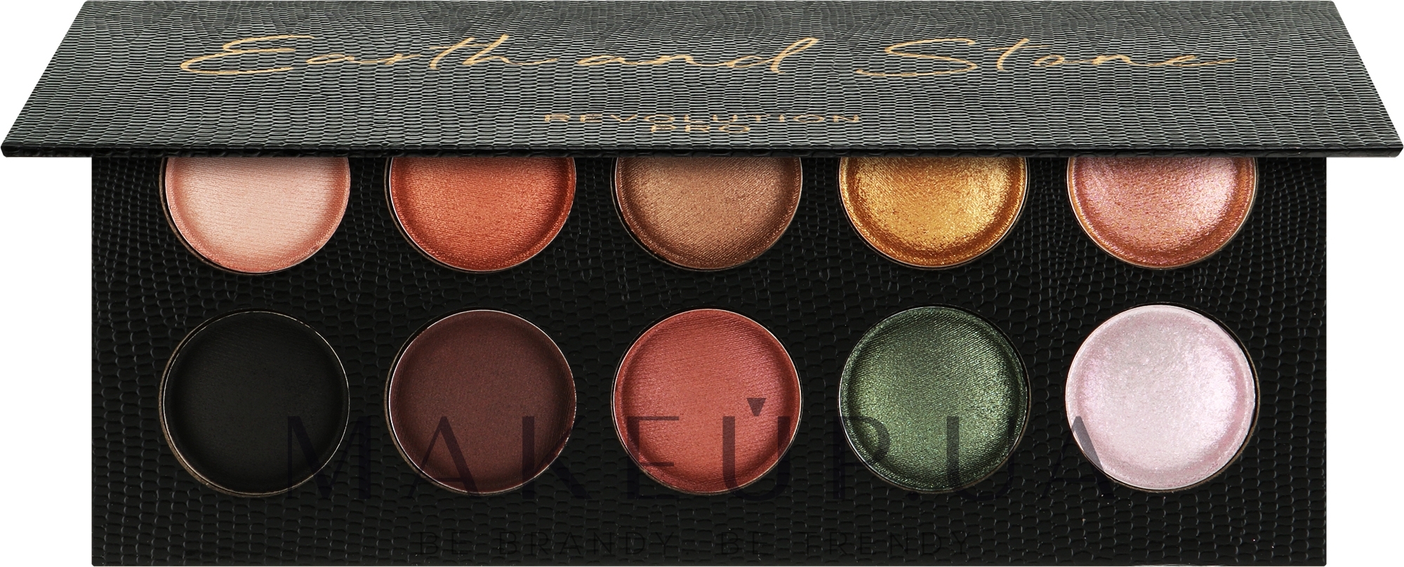 Палетка тіней для повік, 10 відтінків - Makeup Revolution Pro Colour Focus Palette — фото Earth And Stone