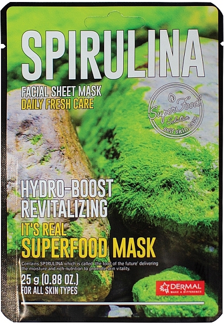 Маска для обличчя з екстрактом спіруліни - Dermal Superfood Spirulina Mask — фото N1