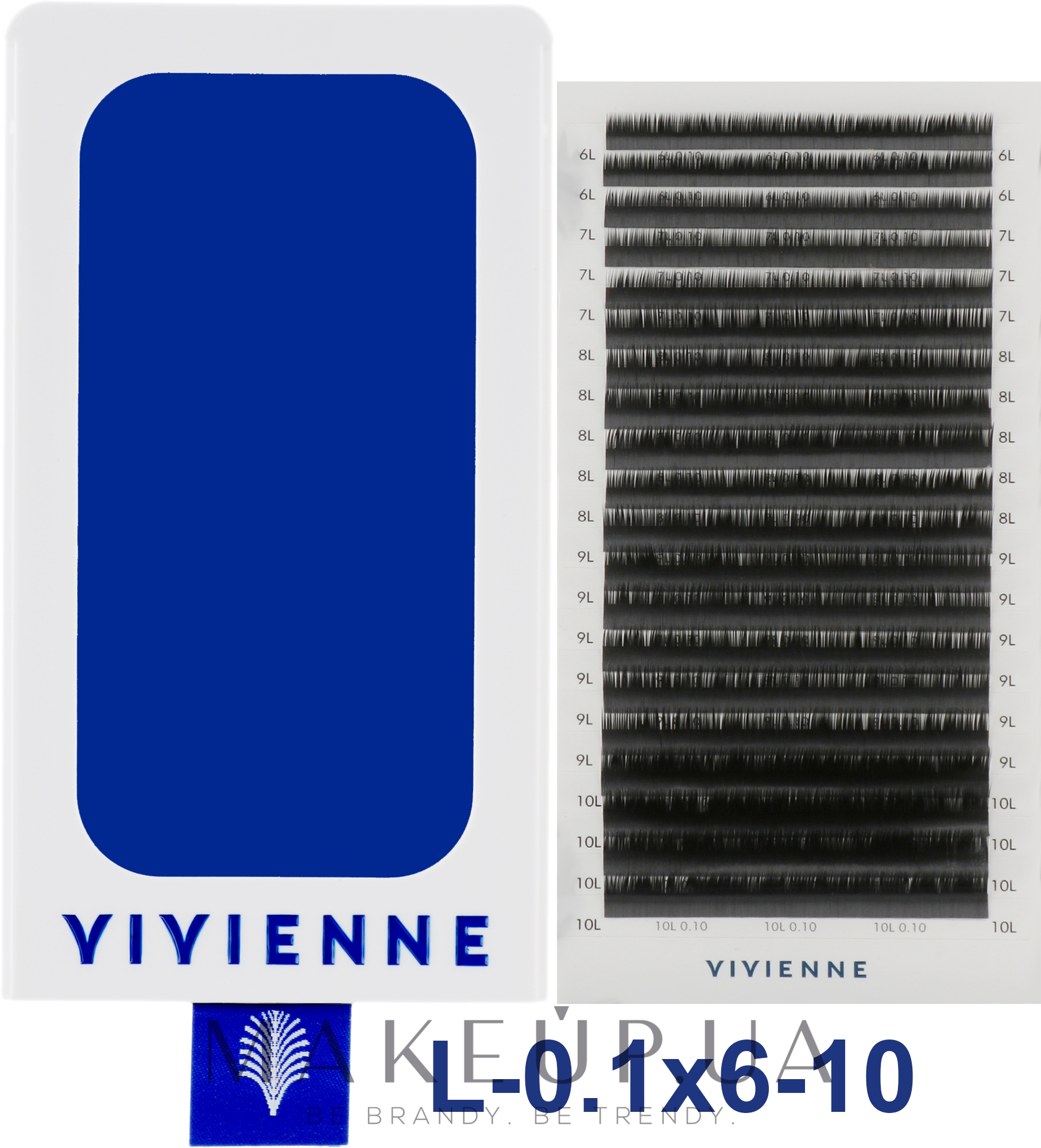 Накладные ресницы "Elite", черные, 20 линий (mix, 0,1, L, 6-10) - Vivienne — фото 1уп