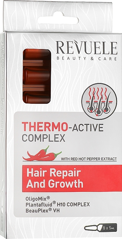 Термоактивный комплекс для восстановления и роста волос - Revuele Thermo Active Complex Hair Repair And Growth Ampoules — фото N1