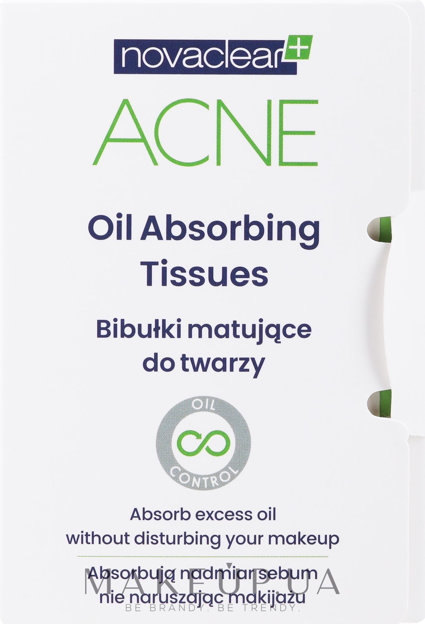 Матирующие салфетки для лица - Novaclear Acne Oil Absorbing Tissues — фото 50шт