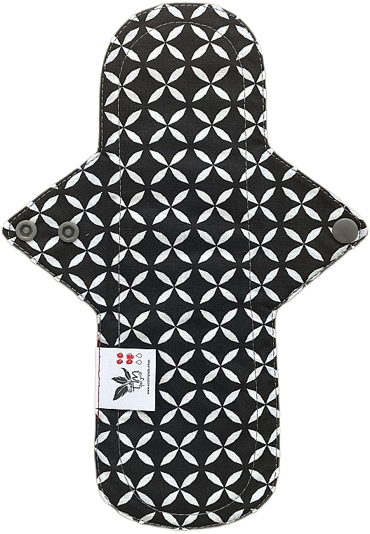 Многоразовая прокладка для менструации Миди 4 капли, четырехлистник на черном - Ecotim For Girls — фото N1