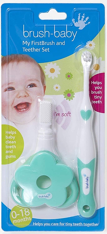 Набор: первая щетка и прорезыватель для зубов, 0-18 мес. - Brush-Baby My FirstBrush And FirstTeether Set — фото N2
