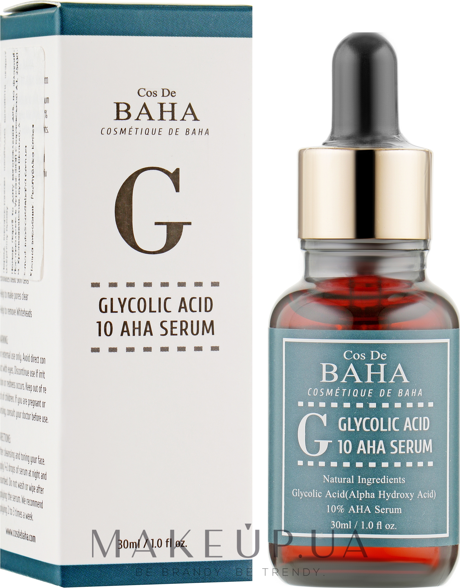 Гликолевая сыворотка для лица - Cos De Baha 10% Glycolic Serum Gel Peel AHA — фото 30ml