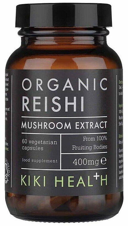 Органічний екстракт гриба рейші  - Kiki Health Organic Reishi Mushroom Extract 400mg — фото N1