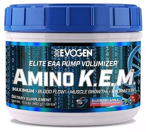 Амінокислота K.E.M. "Чорниця-яблуко" - Evogen Amino K.E.M. Elite EAA Pump Volumizer Blueberry Apple — фото N1