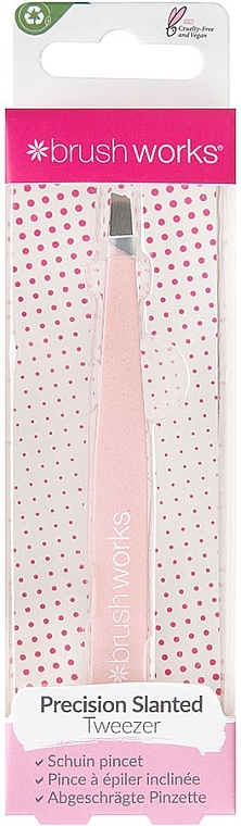 Пінцет зі скошеним краєм, рожевий - Brushworks Precision Slanted Tweezers — фото N1