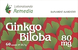 Парфумерія, косметика Дієтична добавка "Гінкго білоба" 80 Мг - Laboratoarele Remedia Ginkgo Biloba