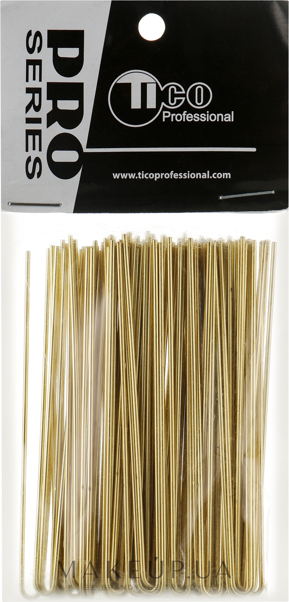 Шпильки для волос ровные без наконечника, 80 мм, золотистые - Tico Professional — фото 100g