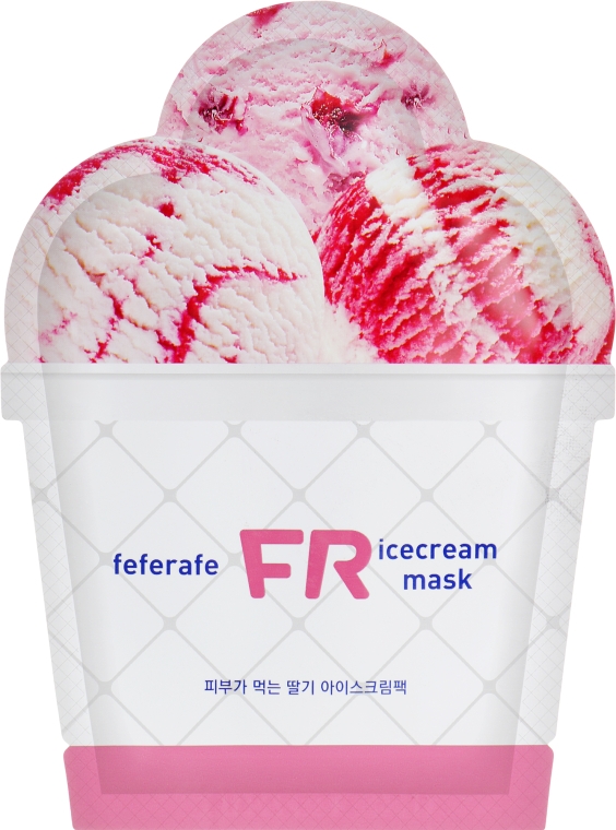 Маска для лица с экстрактом клубники - Feferafe Icecream Strawberry Mask