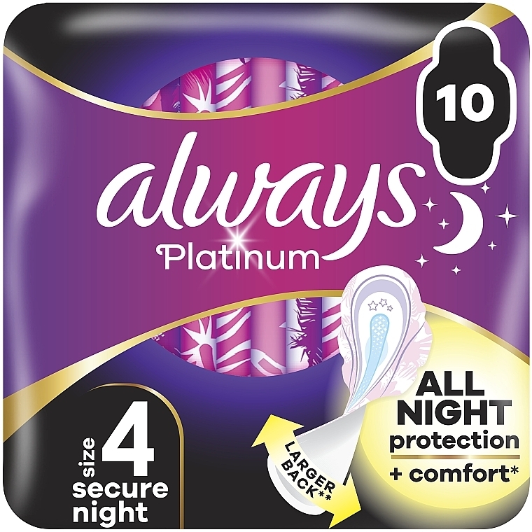 Гигиенические прокладки, размер 4, 10шт - Always Platinum Secure Night — фото N1