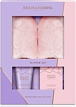 Парфумерія, косметика Набір - Baylis & Harding Jojoba, Vanilla & Almond Oil Luxury Slipper Gift Set (f/lot/140ml + bath/salt/100g + slippers)