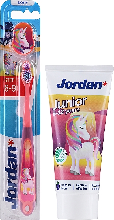 Набор 6-12 лет, единорог - Jordan Junior (toothpaste/50ml + toothbrush/1pc) — фото N1