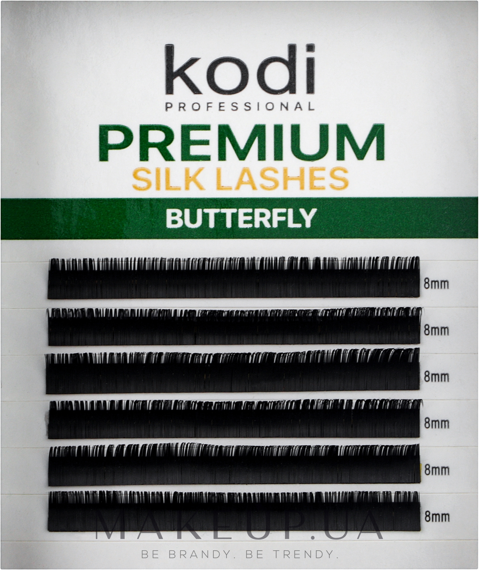 Накладные ресницы Butterfly Green C 0.10 (6 рядов: 8 мм) - Kodi Professional — фото 1уп