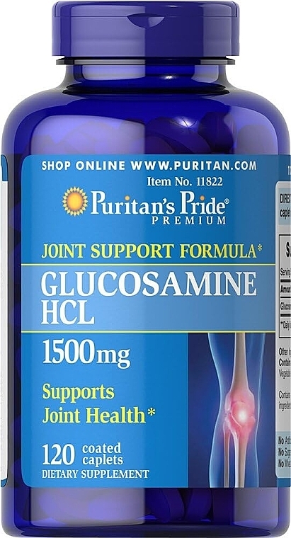 Глюкозамин гидрохлорид, в каплетах - Puritan's Pride Glucosamine HCL 1500 mg — фото N1