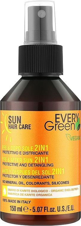 Спрей для волос - EveryGreen Pre & After Sun 2in1 Spray Protective & Detangling — фото N1