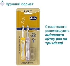 Набір зубних щіток для перших зубів, 6-36 міс., фіолетова+жовта - Chicco First Milk Teeth (toothbrush/2pcs) — фото N5
