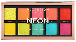 Парфумерія, косметика Палетка тіней для повік - Profusion Cosmetics Neon 10 Shades Eyeshadow Palette