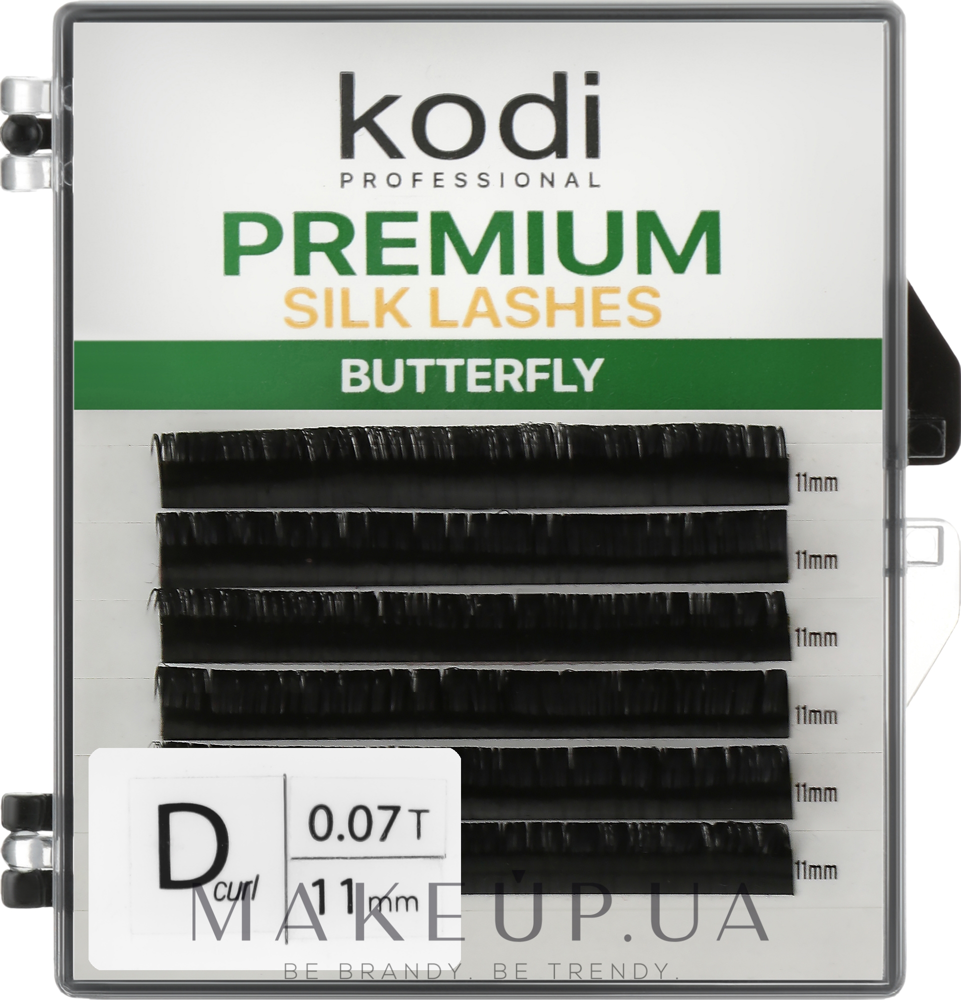 Накладні вії Butterfly Green D 0.07 (6 рядів: 11 мм) - Kodi Professional — фото 1уп
