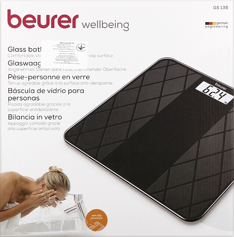 Стеклянные напольные весы - Beurer GS 135 Glass Bathroom Scale — фото N1