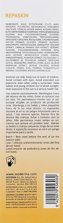 Солнцезащитный крем для лица - SesDerma Laboratories Repaskin Facial Sunscreen Fotoprotector SPF50 — фото N3